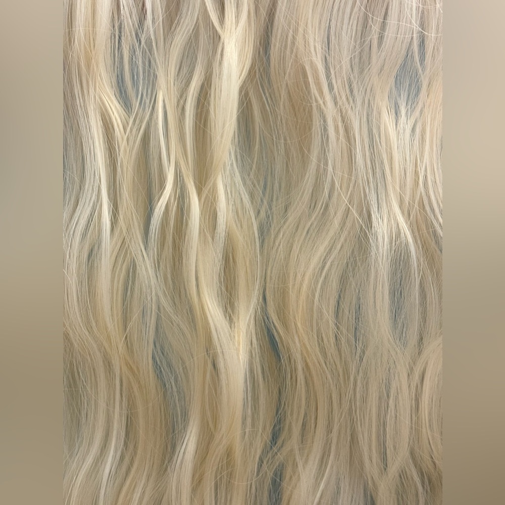 22" Straight Long 6 PCS Clip in Hair Extensions Synthetic Very Light Blonde